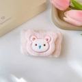 Polsino in pile corallo rosa con ricamo di orsetto per il lavaggio del viso quotidiano - Stile Toppa Orso (95#) / 1 Pezzo / Rosa Antico