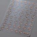 Autocollants 3D pour ongles à motifs de cœurs or rose avec finition métallique M-012 - Contours de Cœur - Or Rose (M-012-Or Rose)