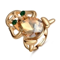 Golden frog ring featuring champagne drop gemstone and green crystal eyes - Gold Frog Champagne Stone Ring E1104