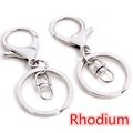 DIY lobster clasp and 30mm round key ring in rhodium silver finish metal - White K/Silver
