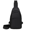 Bolso de pecho minimalista negro para hombre con correa ajustable y puerto para auriculares - 7453# Negro