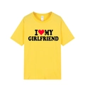 Classic yellow cotton crewneck T-shirt featuring a bold 'I ❤️ MY GIRLFRIEND' graphic print - Yellow (Girlfriend)