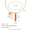 Diagramma tecnico con dimensioni della collana in oro 18K e materiale acciaio inox 316L - Collana con Ciondolo Colorato - Oro