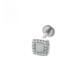 Silver G23 titanium labret stud featuring a sterile square zircon inlay design - 1.2*6mm / Square Silver