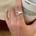 Minimalist silver sterling ring with adjustable open band worn by a model - JZ0545 (Simple Open)