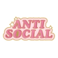 Pin's en émail rose et doré avec texte 'ANTI SOCIAL' pour décoration de vêtements - Style Rose ANTI SOCIAL (XZ7226)
