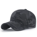 Classic 3D embroidered baseball cap with black and grey camo pattern on white background - Adjustable / Dark Gray