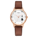 Orologio Tadi con cinturino in pelle marrone e cassa in oro rosa con silhouette di ragazza - Caffè