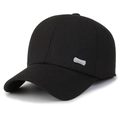 Gorra de béisbol de invierno para hombre en lana gruesa con insignia metálica S SPORT - Etiqueta Plateada Negro
