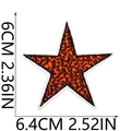 Star-shaped patch with orange leopard embroidery showing dimensions of 6.4 x 6 cm - 6.4x6cm