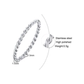 Polished silver 1.5mm stainless steel twist rope ring for women in minimalist style - US Size 9 / Silver
