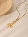 Golden Ankh cross heart necklace with white zircon pavé and unique textured pendant - Ankh Cross Style (DQ-W-1271A)