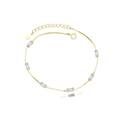 Detail of 925 sterling silver gold bracelet with rectangular cut zircon stones - 925 Silver Gold Plated - White - 16+5CM