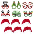 Details von 6 festlichen Weihnachtsbrillen und 6 roten Weihnachtsmannmützen für Partys - 6 Weihnachtsbrillen + 6 Weihnachtsmützen