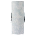 Blue marble texture PU leather makeup brush holder cylinder with metal snap closure - Blue Empty Cylinder