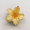 Elegant yellow frangipani flower hair claw clip with a transparent gradient finish - 8cm / Champagne
