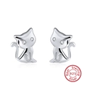 Orecchini a perno gatto in argento sterling S925 con accenti di zirconi bianchi - Stile 2 / Argento