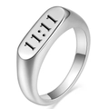 Anello con sigillo in acciaio inossidabile argento lucido con numero angelo 11:11 - US 5 / Color Acciaio