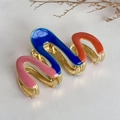 Pinza per capelli ondulata in metallo lucido con smalto colorato blu rosa e arancione - 5.4cm / Rosa Viola Arancione