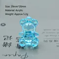 Ciondolo a forma di orso in acrilico blu sfaccettato per gioielli fai da te e portachiavi - 29mm*20mm / Celeste