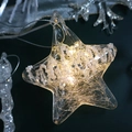 Star-shaped LED Christmas hanging ornament with warm white lights and white beads - Rhinestone Five-pointed Star (With Light) 9.5CM