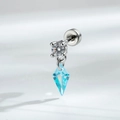 Orecchino a perno in acciaio al titanio con ciondolo in zircone blu a forma di aquilone - Pezzo Singolo / Blu Mare Chiaro (A1047-2#)