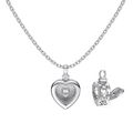 S925 Sterling Silber Herz Medaillon Kette mit Zirkonia und hohlen Herzmustern an der Seite - Platin-Stil (DY190784-S-W-WH) (Halskette Ohne Steine) / 925er Silber
