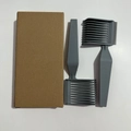 Set of two gray barber fade cleaning combs with stiff bristles and a brown cardboard box - Model A Grey 2Pcs Kraft Box