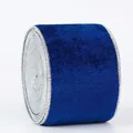 Blue velvet Christmas ribbon with silver wire edges, 6.3cm width for tree decoration - 6.3CM Wide Silver Edge / Blue