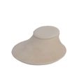 Macro shot of beige velvet necklace display stand with smooth curved neck profile - Beige