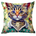 Christmas watercolor cat cushion cover with artistic pop art style feline illustration - Pattern TQDS72-10