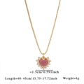 Collana cuore dorata con pietra rosa e cristalli bianchi su catena a scatola - Cuore Rosa/C