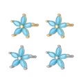 925 silver flower stud earrings with blue marquise stones in gold and silver finish - Blue Turquoise