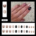 Funkelnde goldene Glitzer-French-Nägel mit schwarzem geometrischem Design im Set - W381 Schwarz Gold Glitzer (Kleber-Typ)