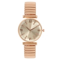 Fashion rose gold women's watch with elastic metal strap and roman numeral dial - Rose Gold