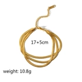 Layered 18k gold plated stainless steel snake chain bracelet with 17+5cm extension - Gold Multi-layer Snake Chain Bracelet (TB5059)