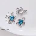Blue turtle charm alloy pendant for DIY jewelry with enamel shell design and silver base - 8# Silver Sea Turtle
