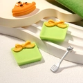 Miniature resin green gift box with yellow bow for DIY dollhouse and fridge magnets - Square Green Plate