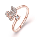 Minimalist rose gold swan open ring featuring sparkling crystals and adjustable band - Pave Swan / Rose Gold-J129
