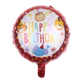 Round happy birthday foil balloon with colorful dots and cartoon animals for kids party - 18 Inch X (Red Dots Cartoon Animals)