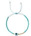 Bracelet de perles turquoise bohème avec breloque œil et cordon coulissant réglable - Turquoise-Mauvais Œil