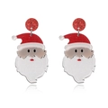 Festive Santa Claus dangle earrings with red glitter finish on white background - Classic Santa Claus Style
