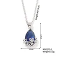 Detaillierte Maße für den tropfenförmigen blauen Zirkon-Anhänger am Halsband - Silber Dunkelblau