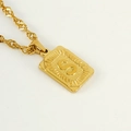 Men's 18K gold plated rectangular square pendant necklace with embossed letter S - Letter S