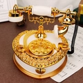 Carillon a forma di telefono vintage bianco e oro con elegante base con goffratura - Bianco