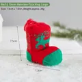 Christmas tree hanging knitted boots ornament with red and green reindeer pattern - Large Red and Green Reindeer Boot