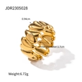 Klobiger 18K vergoldeter Edelstahlring mit einem verknüpften Herzmuster für Damen - Verbundene Herzen Offener Ring / Innendurchmesser 1,7cm/Breite 0,94cm
