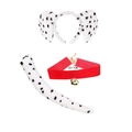 Dalmatiner Cosplay Set mit Plüschohren Stirnband, geflecktem Schwanz und Halsband - Weiß Gefleckt 3-Teiliges Set
