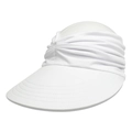 Detail of white pleated sun visor with reinforced stitching on the wide brim - One Size / White