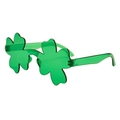 Green translucent shamrock shaped party glasses for St. Patrick's Day celebration - Four-Leaf Clover Glasses